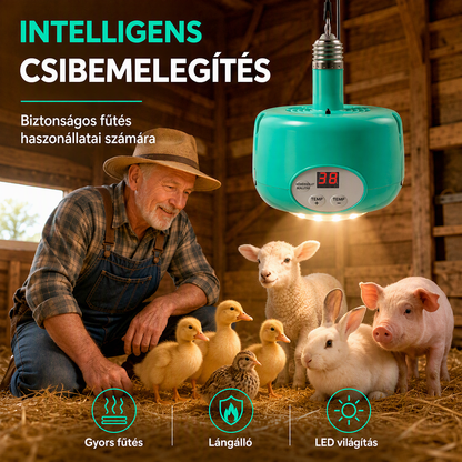 🐣🌡️ Intelligens hőmérséklet-szabályozású keltetőmelegítő – Stabil hő a kiscsibék és fiókák számára