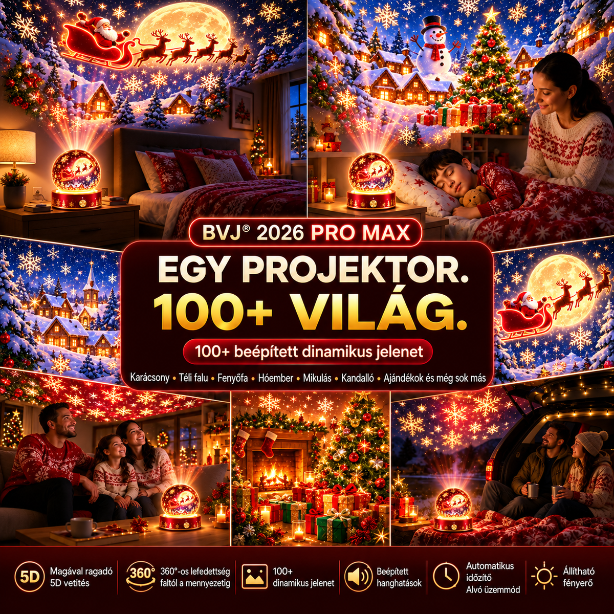 BVJ®🎄🦁2026 PRO MAX 5D intelligens világprojektor Több mint 100 magával ragadó világ létrehozása Bluetooth vezérléssel és hangeffektekkel-maotouying