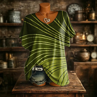 👕 Női Jégfrissítő Mintás V-nyakú Póló