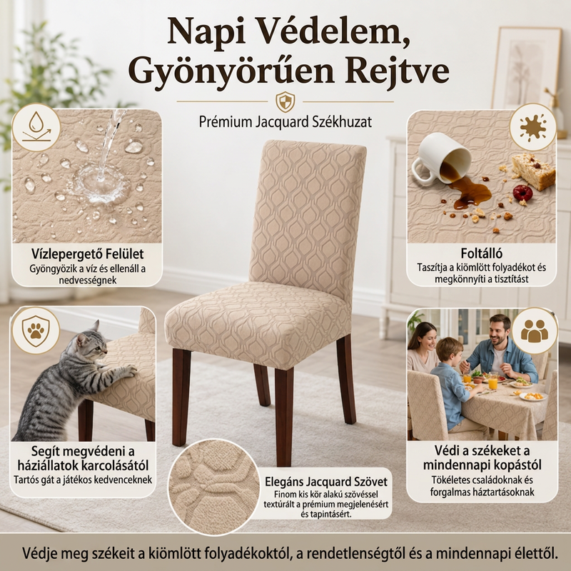 🪑✨Univerzális nyújtható székülés-huzat: Tökéletes illeszkedés és gyors frissítés🛡️🍽️