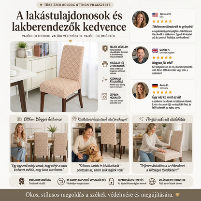 🪑✨Univerzális nyújtható székülés-huzat: Tökéletes illeszkedés és gyors frissítés🛡️🍽️