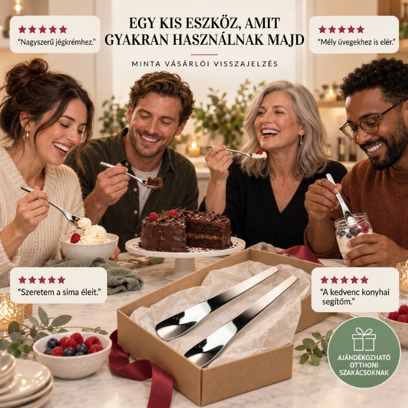 ✨🥄 Rozsdamentes Acél Desszertkanál: Elegancia + Kényelem! 🎯