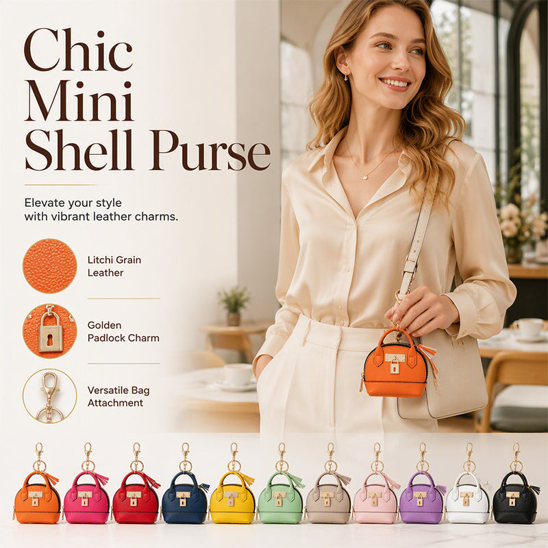👛Mini Shell Táska Kulcstartó PU Bőr Rúzs Érme Pénztárca