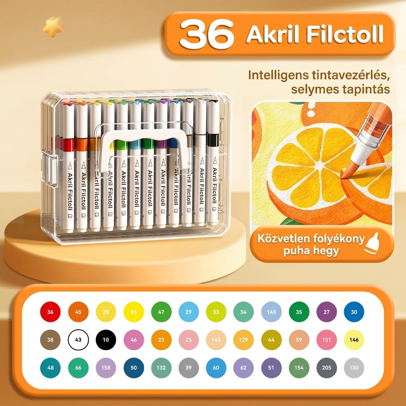 💦 Mosható folyékony akril marker puha ecsetvéggel – Színes alkotás könnyedén, egyszerű tisztítással✨