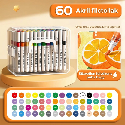 💦 Mosható folyékony akril marker puha ecsetvéggel – Színes alkotás könnyedén, egyszerű tisztítással✨