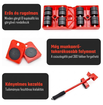 📦🏋️Bútorok szállításához használt csúszósínek – 360°-ban forgatható csúszótalpak, 800 font teherbírású 8 darabos készlet ✨