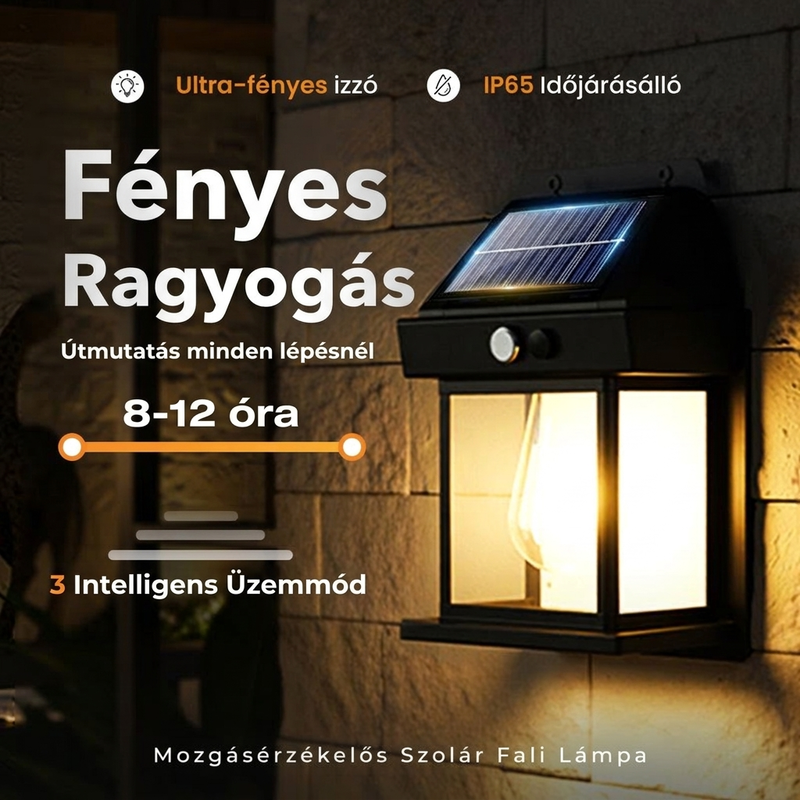 ☀️ 49% KEDVEZMÉNY! Napelemes fali lámpa – Mozgásérzékelővel, IP65 vízállósággal, energiatakarékos ⚡