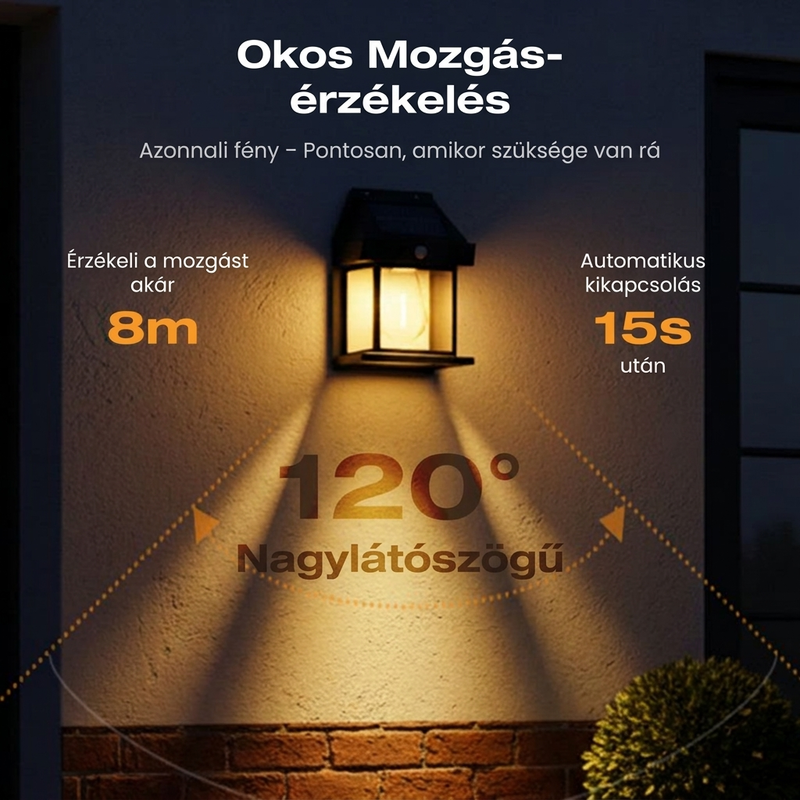 ☀️ 49% KEDVEZMÉNY! Napelemes fali lámpa – Mozgásérzékelővel, IP65 vízállósággal, energiatakarékos ⚡
