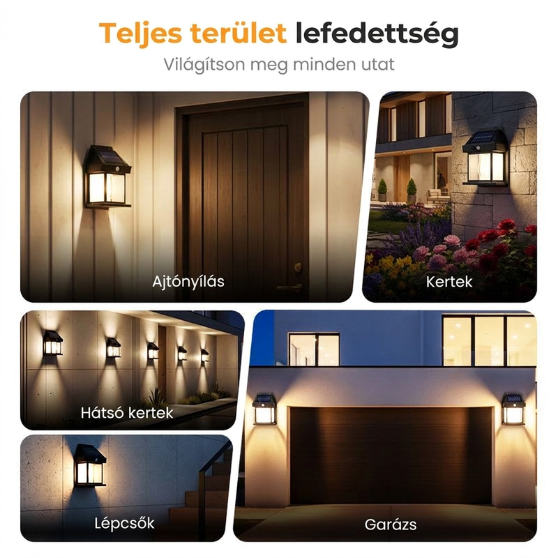 ☀️ 49% KEDVEZMÉNY! Napelemes fali lámpa – Mozgásérzékelővel, IP65 vízállósággal, energiatakarékos ⚡