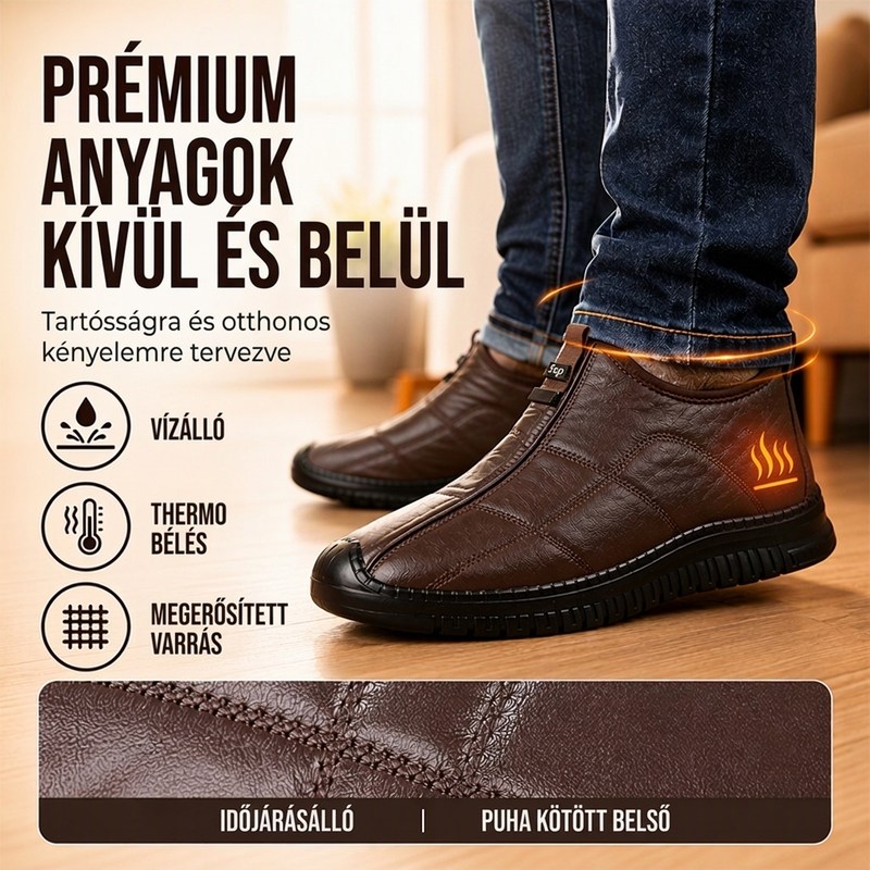 👟🌟 Férfi plüss bélésű csúszásmentes gyaloglócipő – Meleg, kényelmes, stabil 📦