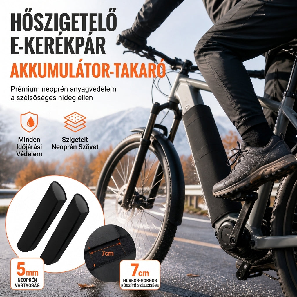 🚲 E-bike akkumulátorvédő – 5 mm-es hőszigetelő neoprén védőhüvely