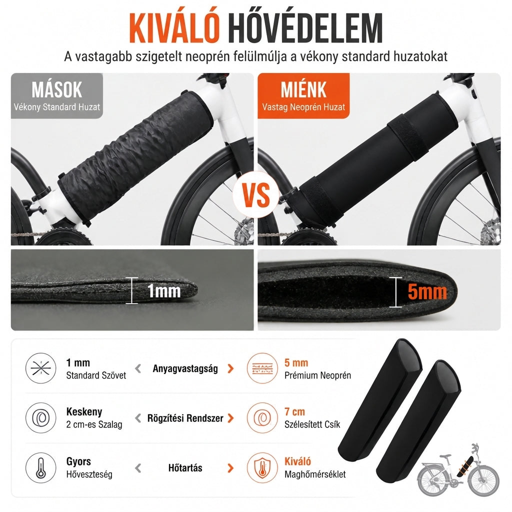 🚲 E-bike akkumulátorvédő – 5 mm-es hőszigetelő neoprén védőhüvely