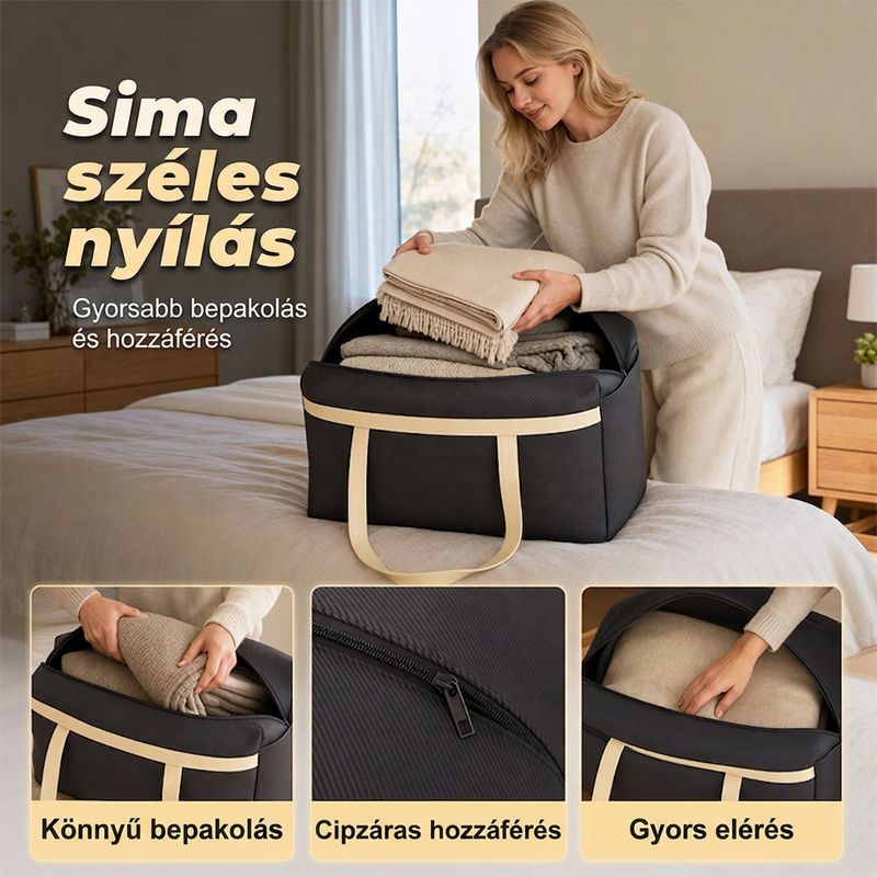 📦✨ Nagy űrtartalmú ruházati és ágynemű-tárolózsák – vízálló, kettős cipzárral
