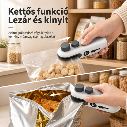 💥Hordozható, újratölthető mini hőhegesztő gép, akkumulátor-szintjelzővel és mágneses kialakítással, műanyag snack-csomagolásokhoz