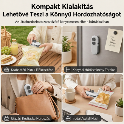 💥Hordozható, újratölthető mini hőhegesztő gép, akkumulátor-szintjelzővel és mágneses kialakítással, műanyag snack-csomagolásokhoz