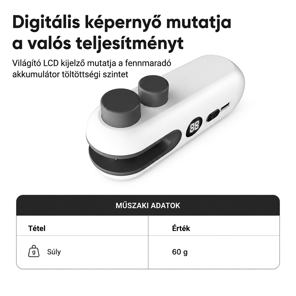 💥Hordozható, újratölthető mini hőhegesztő gép, akkumulátor-szintjelzővel és mágneses kialakítással, műanyag snack-csomagolásokhoz