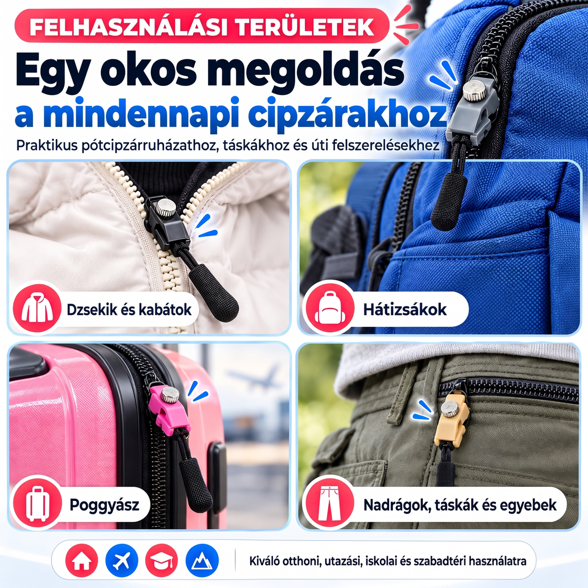 🔧 Egyszerűen felszerelhető cipzárfogó-javítókészlet ⚡ Nincs szükség varrásra, csak be kell dugni, és máris használható!