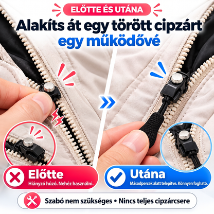 🔧 Egyszerűen felszerelhető cipzárfogó-javítókészlet ⚡ Nincs szükség varrásra, csak be kell dugni, és máris használható!