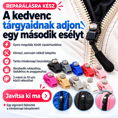 🔧 Egyszerűen felszerelhető cipzárfogó-javítókészlet ⚡ Nincs szükség varrásra, csak be kell dugni, és máris használható!