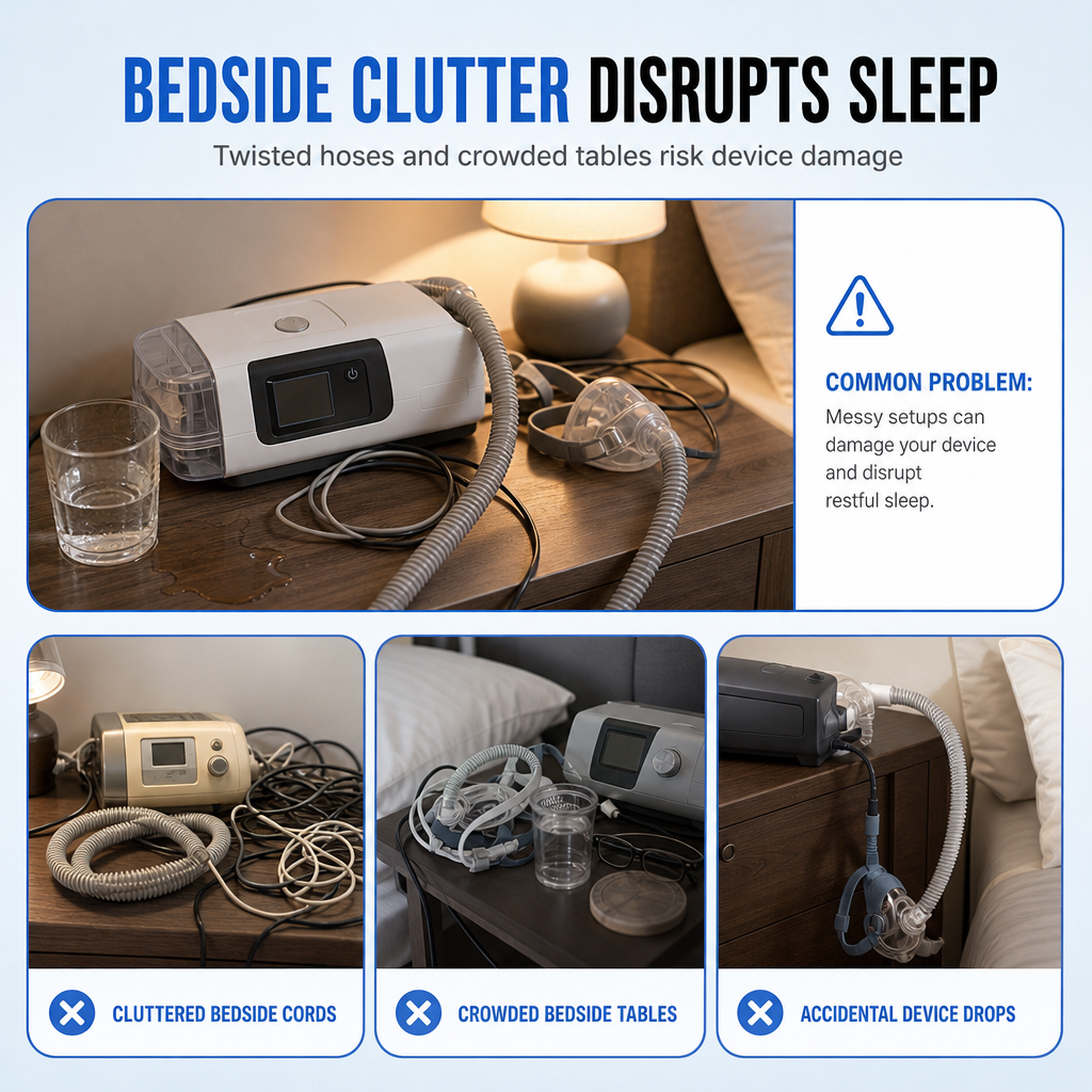 🏠 CPAP éjjeliszekrény-szervező és fali polc | Biztonságos, helytakarékos tárolás