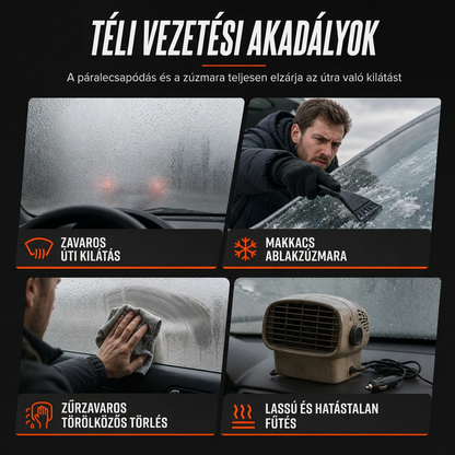 ❄️🚗 Hordozható 12V-os autó szélvédő jég- és páraleolvasztó ventilátor – Autófűtés és hűtőventilátor 🌀