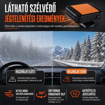 ❄️🚗 Hordozható 12V-os autó szélvédő jég- és páraleolvasztó ventilátor – Autófűtés és hűtőventilátor 🌀
