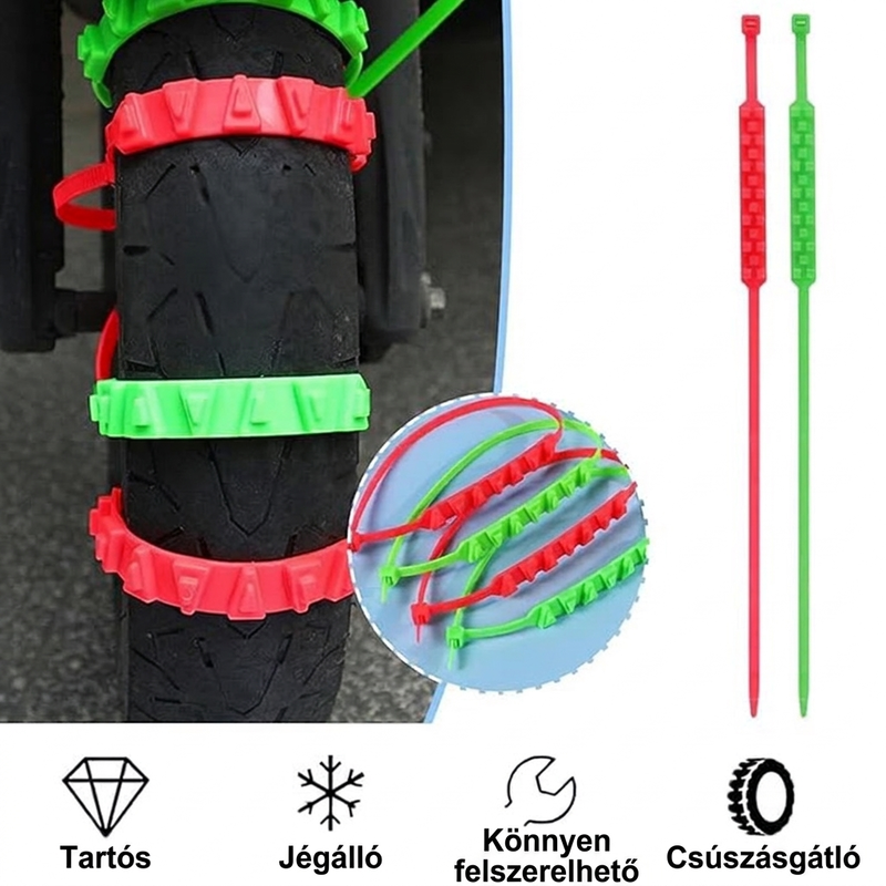 Univerzálisan állítható, csúszásgátló motorgumi láncok