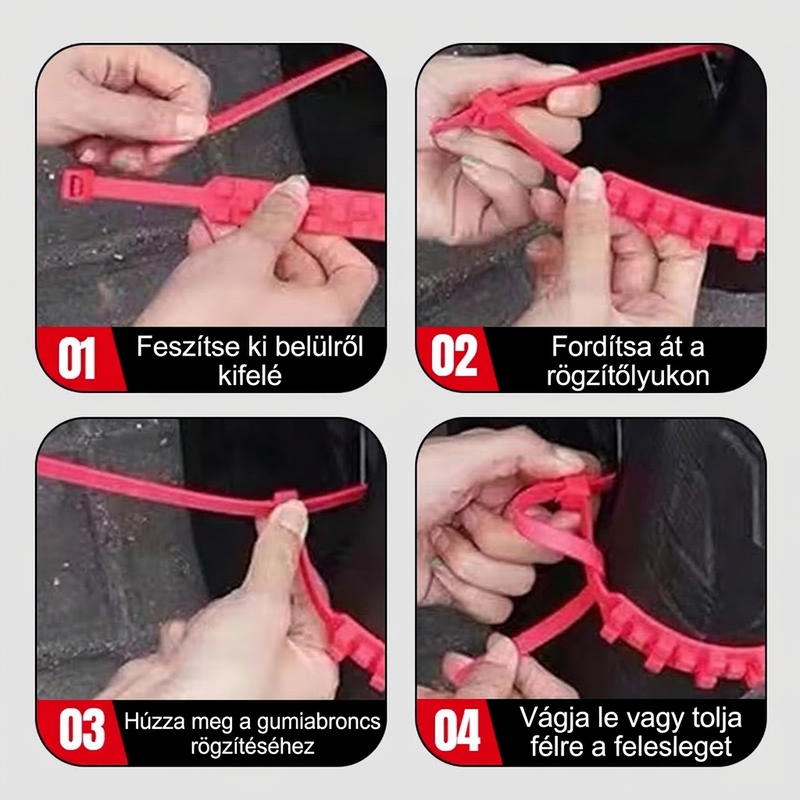 Univerzálisan állítható, csúszásgátló motorgumi láncok