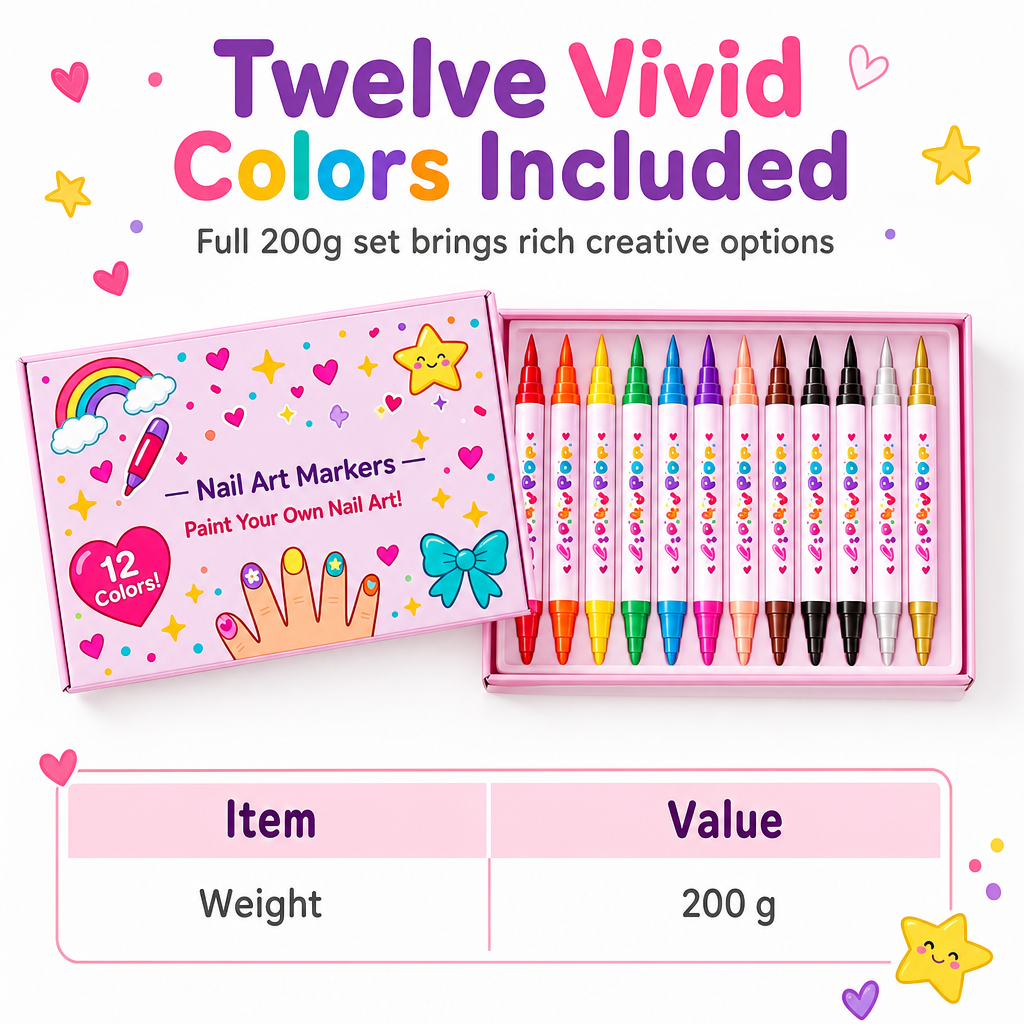 12 színű, gyerekeknek való, kettős végű körömlakk markerek DIY festéshez
